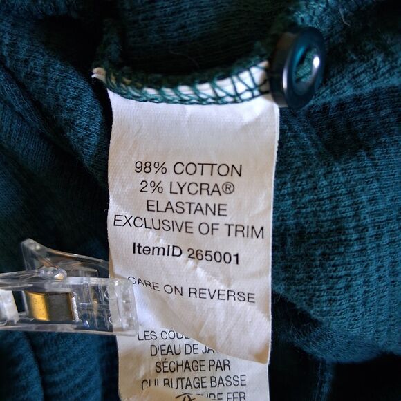 L.L. Bean Womens XL Waffle Knit Henley Top Shirt Green Layering Basic Stretch - Picture 7 of 10